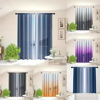 2 шт. градиентный цвет простой стиль карнизная штора, оконное оформление для гостиной спальни общежития декор для дома декор W50 X H130(CM)X2&Hook