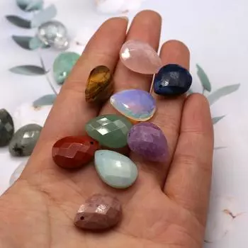 2 шт. граненый кулон натуральный камень опал/лабрадорит каплевидный кулон для изготовления ювелирных изделий своими руками серьги ожерелье аксессуар 2pcs/18x13mm