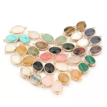 2 шт., граненый разъем из натурального камня, аметисты/агаты/розовый кварц, разъем для ожерелья, браслета «сделай сам», аксессуар 2pcs