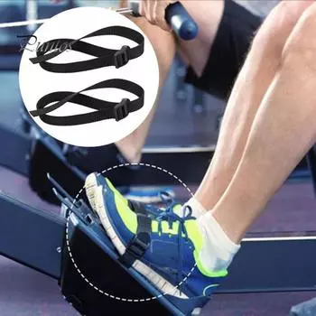 2 шт. гребной тренажер ремень для ног прочный регулируемый ремень для ног сменный многофункциональное фитнес-оборудование вспомогательная лента с пряжкой чёрный