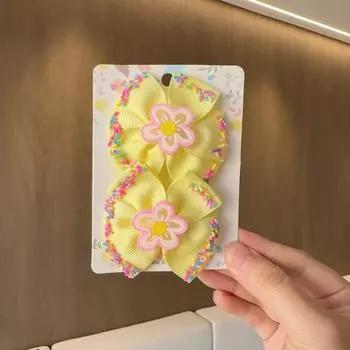 2 шт. Гросгреновая лента Однотонные 2,3 дюйма Банты для волос с зажимом для девочек Заколки для волос Заколка-автомат Головной убор Детский аксессуар для волос