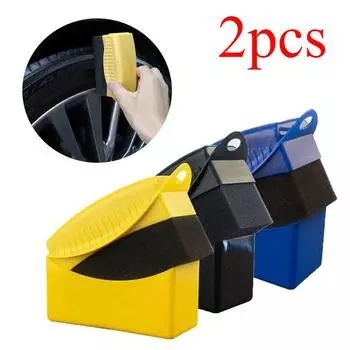 2 шт., губка для полировки колес автомобиля, щетка для вощения с крышкой, чистка шин, аппликатор для контурной повязки, инструмент, аксессуары для деталей автомобиля 2pc синий
