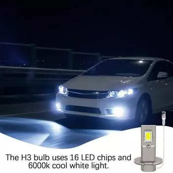 2 шт. H3 светодиодные противотуманные фары 6000K сверхяркие светодиодные лампы для автомобилей противотуманные фары замена лампы H3 CHINA