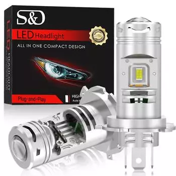 2 шт. H4 Mini Bi-LED проекционная линза LHD светодиодные фары 1:1 беспроводной дальний ближний свет 50000Lm 70W автомобильные лампы для фар Plug&Play Turbo Lamp 12V 6000K Белый