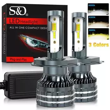 2 шт. H4 светодиодные фары H11 Canbus 20000Lm 6000K 4300K 3000K 3 меняющие цвет передние лампы H8 9005 HB3 9006 HB4 9012 Hir2 H27 880 881 автомобильные противотуманные фары 9005 HB3