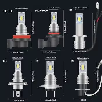 2 шт. H7 H1 H8 H9 H11 9005 9006 светодиодные лампы HB3 HB4 CSP светодиодные супер яркие фары DRL лампа 6000K белый H7 белый