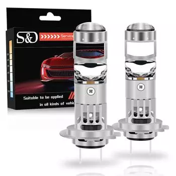 2 шт. H7 светодиодные линзы для проектора лампы фар 1:1 LED Проектор Беспроводной Мини Объектив 30000Лм 100Вт Автомобильный Plug&Play Турбо Лампа 6500К Белый LHD