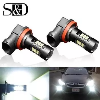 2 шт. H8 H11 светодиодные HB4 9006 HB3 9005 противотуманные фары 1200LM 6000K белые автомобильные дневные ходовые огни автозапчасти H8 красный/чёрный
