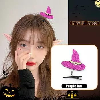 2 шт. Хэллоуин блестки кошка дьявол летучая мышь тыква заколка для волос крылья летучая мышь шпильки праздничный костюм косплей вечеринка аксессуары для волос