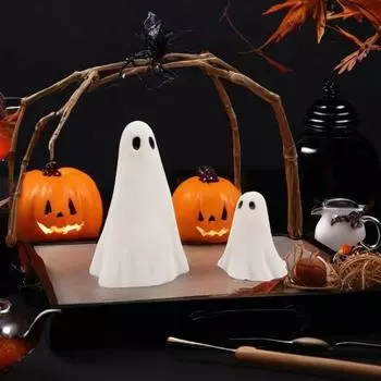 2 шт. Хэллоуин Призрак Фигурка Смоляная Скульптура Призрака Милая Белая Статуэтка Призрака Главная Стол Центральные Украшения