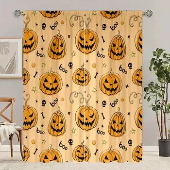 2 шт. - Хэллоуин - Шторы с принтом - Материал полиэстер - Подходит для спальни, гостиной, кабинета, частной шторы 30inchx65inchx2Pcs