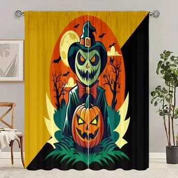 2 шт. - Хэллоуин - Шторы с принтом - Материал полиэстер - Подходит для спальни, гостиной, кабинета, частной шторы 30inchx65inchx2Pcs