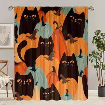 2 шт. - Хэллоуин - Шторы с принтом - Материал полиэстер - Подходит для спальни, гостиной, кабинета, частной шторы 30inchx65inchx2Pcs