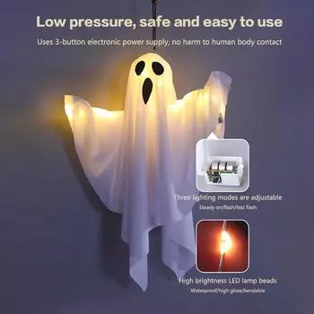 2 шт. Хэллоуин светодиодные светящиеся призрачные огни для дома, внутреннего и наружного подвесного украшения, дома с привидениями, реквизит для ужасов, принадлежности для бара оранжевый