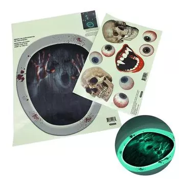 2 шт. Хэллоуин светящиеся наклейки на крышку унитаза страшные наклейки на стену DIY ужасы ванная комната домашний декор для вечеринки