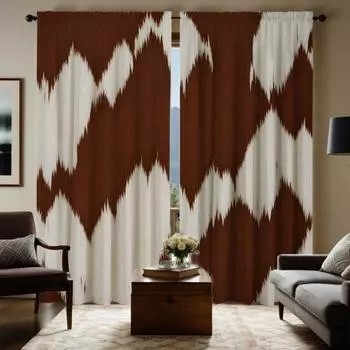 2 шт. HD абстрактные геометрические декоративные шторы коричневой серии цифровые печатные шторы для украшения дома в стиле декорированной гостиной r W52H63inchW132H160cm