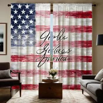 2 шт. HD Американский флаг День независимости декоративная занавеска Красный галстук цифровая печать занавеска украшение дома стиль Украшенный liv W52H63inchW132H160cm