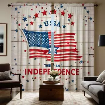 2 шт. HD Американский флаг в честь Дня независимости в июле декоративная занавеска Красный галстук цифровая печатная занавеска украшение дома стиль Украсить W52H63inchW132H160cm