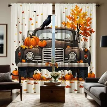 2 шт. HD цифровой американский маленький желтый цветочный принт шторы для украшения дома стиль украшения гостиной спальни стержни кур W52H63inchW132H160cm