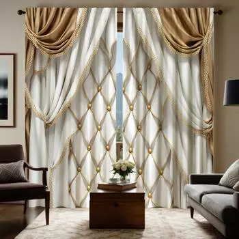 2 шт. HD цифровой белый стиль европейская вилла расширенный смысл занавеска голова занавеска украшение дома стиль украшение гостиная ро W52H63inchW132H160cm