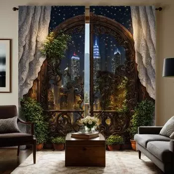 2 шт. HD цифровой черный европейский ночной занавес, украшение для дома, стиль украшения, гостиная, спальня, эффект карниза для штор W52H63inchW132H160cm