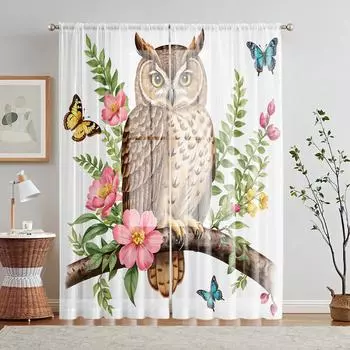 2 шт. HD цифровой лесной сова напечатанный оконный ламбрекен домашний декор стиль декорирование гостиной спальни шторы на штанге Eff W52H63inchW132H160cm