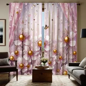 2 шт. HD цифровой розовый галстук принцесса стиль цветочные занавески украшение дома стиль украшения гостиная спальня носить штанга курт W52H63inchW132H160cm