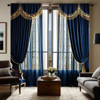 2 шт. HD цифровой синий Европейский Американский ретро дворец занавески украшение дома стиль украшения гостиная спальня штанга курт W52H63inchW132H160cm