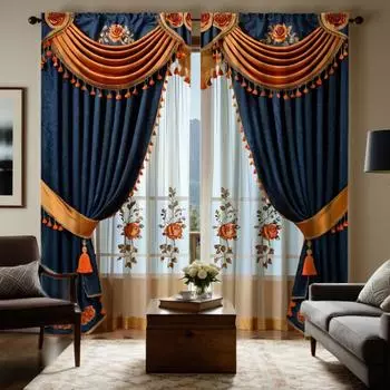 2 шт. HD цифровой синий китайский свет роскошные вышитые шторы украшение дома стиль украшения гостиная спальня одежда r W52H63inchW132H160cm
