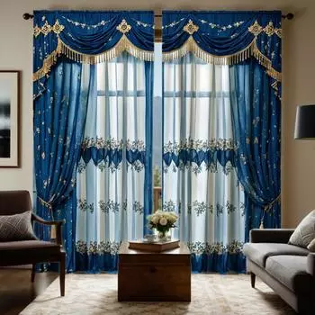 2 шт. HD цифровые синие цветные желтые вышитые высококачественные шторы для украшения дома, стиль украшения гостиной, спальни, Roddin W52H63inchW132H160cm