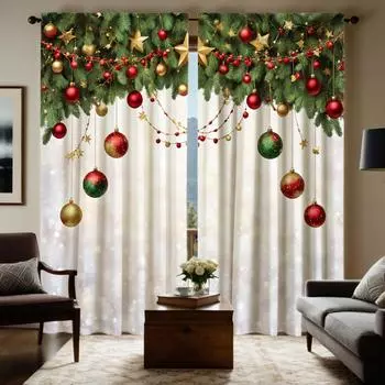 2 шт. HD цифровые зеленые цветные подвесные шарообразные шторы для украшения дома, стильные шторы для гостиной, спальни, карнизы E W52H63inchW132H160cm