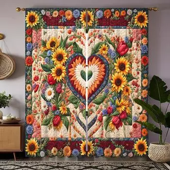 2 шт. HD цифровые желтые тонированные шторы с изображением допамина и подсолнухов, украшение дома, стиль, украшение гостиной, спальни, занавески на стержнях W52H63inchW132H160cm