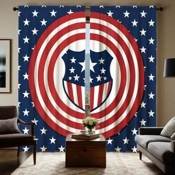 2 шт. HD День независимости Флаг Звезда Декоративная занавеска Красный Галстук цифровая печать занавеска Украшение дома стиль Украшение жизни W52H63inchW132H160cm