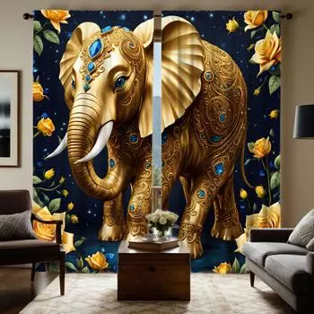 2 шт. HD Юго-Восточная Азия медное изображение украшение Роза декоративная занавеска Золотая завязка цифровая печать занавеска Домашнее украшение стиль W52H63inchW132H160cm