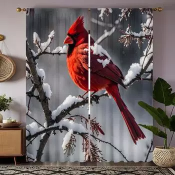 2 шт. HD кедровые верхние ветки Magpie декоративная занавеска White tie цифровая печать занавеска стиль украшения дома Украшение livi W52H63inchW132H160cm