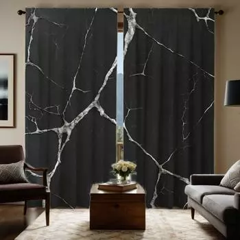 2 шт. HD мраморная декоративная занавеска черная занавеска с цифровой печатью украшение для дома стиль декорированная гостиная спальня штанга c W52H63inchW132H160cm