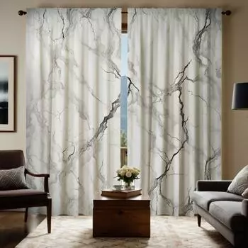 2 шт. HD мраморный Арт декоративный занавес Серый цифровой печатный занавес Украшение дома Стиль Украшение гостиной спальни штанга W52H63inchW132H160cm