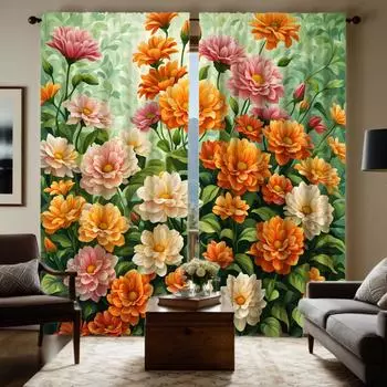 2 шт. HD национальный цвет Тяньсян пион декоративная занавеска зеленая цифровая печать занавеска украшение дома стиль украшение liv W52H63inchW132H160cm