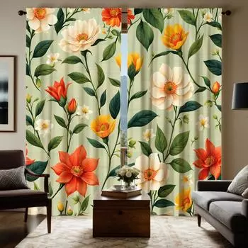 2 шт. HD пасторальных зеленых листьев цветочных декоративных занавесок Зеленые цифровые печатные занавески для украшения дома в стиле украшения livi W52H63inchW132H160cm