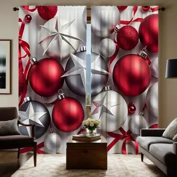 2 шт. HD пятиконечная звезда красный и белый шар подвесной декоративный занавес красный цифровой печатный занавес украшение для дома стиль dec W52H63inchW132H160cm