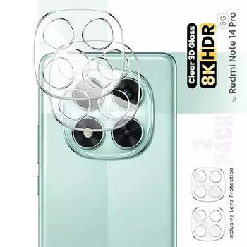 2 шт. HD прозрачное двухслойное закаленное стекло для защиты объектива Redmi Note 14 / Note 14 5G / Note 14 Pro+ Note 14 Pro 5G 4G защитная пленка для камеры чехол RedMi Note 14 Pro+ белый