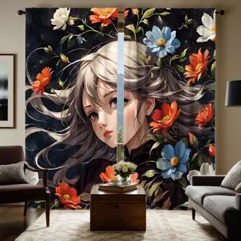 2 шт. HD рождественские венки для девочек шторы Black tie цифровая печать шторы Home Decor стиль Украсьте гостиную спальню W52H63inchW132H160cm