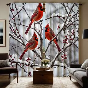 2 шт. HD снежные ветки сорока декоративная занавеска белая галстук цифровая печатная занавеска украшение дома стиль украшение гостиная ро W52H63inchW132H160cm