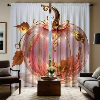 2 шт. HD светлая роскошная хрустальная тыква декоративная занавеска розовая цифровая печатная занавеска украшение дома стиль украшение гостиная W52H63inchW132H160cm