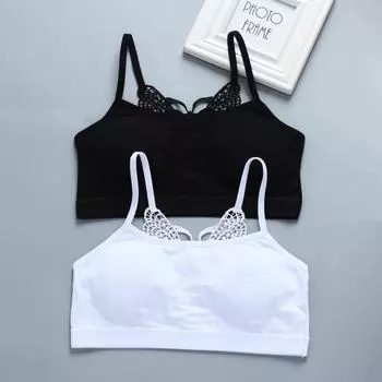 2 шт. хлопковые бюстгальтеры для тренировок для девочек подростковые топы нижнее белье one size разноцветный