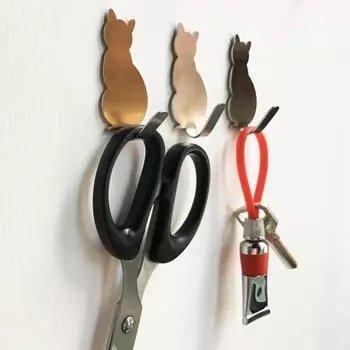 2 шт., хорошая грузоподъемность, практичная настенная стойка для хранения с рисунком кошки, крючок для хранения принадлежностей розового золота