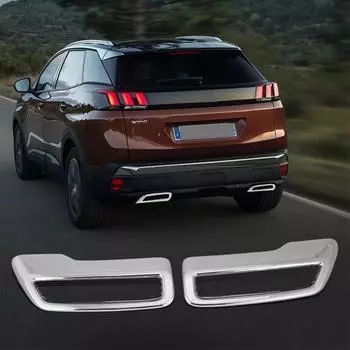 2 шт. Хромированные накладки на задний выхлоп из АБС-пластика для Peugeot 3008 5008 2017-2018