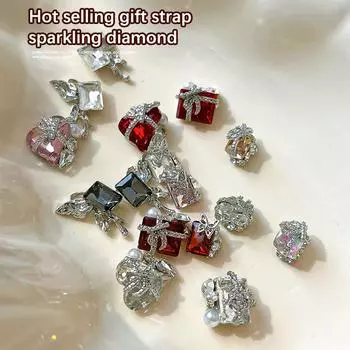 2 шт. хрустальный бант-лента подарок алмазный блеск длинный прямоугольный ноготь алмазный стереоскопический рисунок для ногтей украшение аксессуары патчи 7