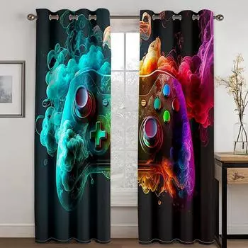 2 шт. игровая ручка контроллер геймпад детские шторы оконное оформление для спальни офиса кухни гостиной домашний декор W60H60(CM)x2PCS&HOOK