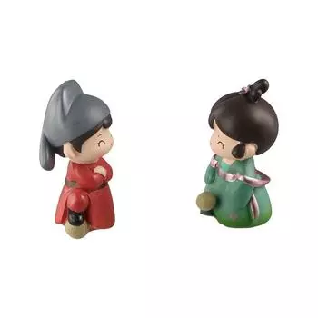 2 шт. Игрушка-кукла в китайском стиле для пары, смоляная микроландшафтная декоративная статуэтка для рабочего стола, гостиная 1